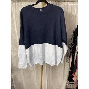 NWT Sam And Jess Navy Long crew neck Cozy Sweater Womens Size M MSRP $69